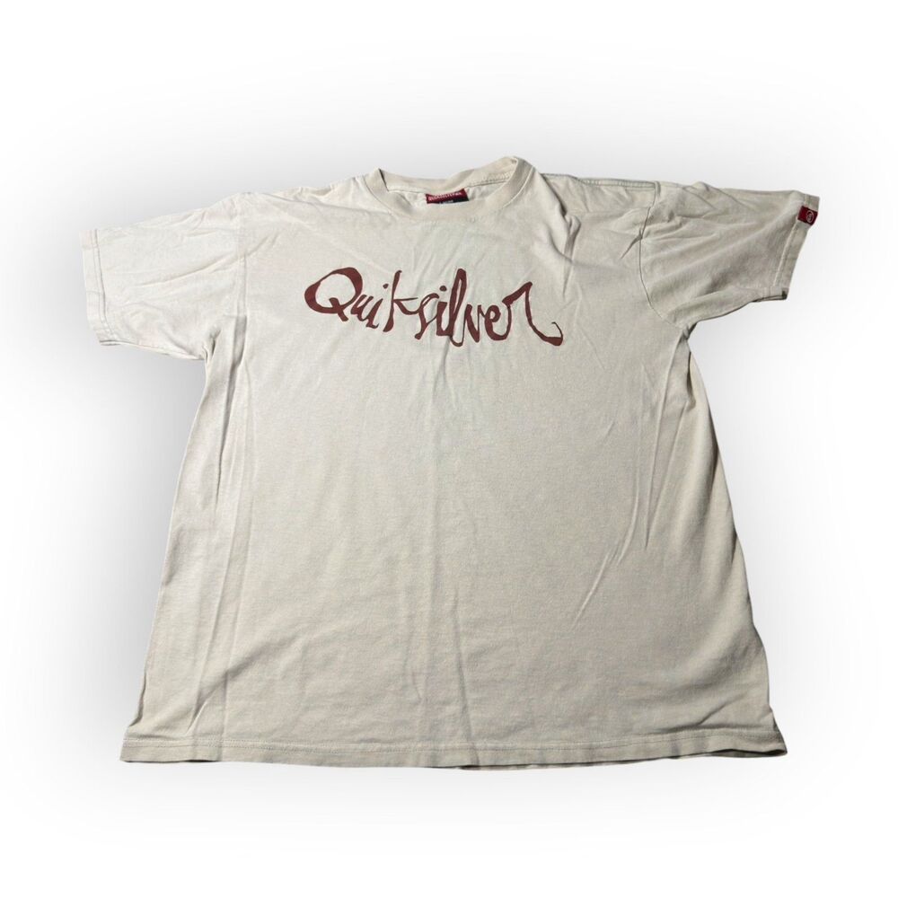 Quiksilver White T-Shirt Size Large Shirt 100% Cotton Skater Rare VTG